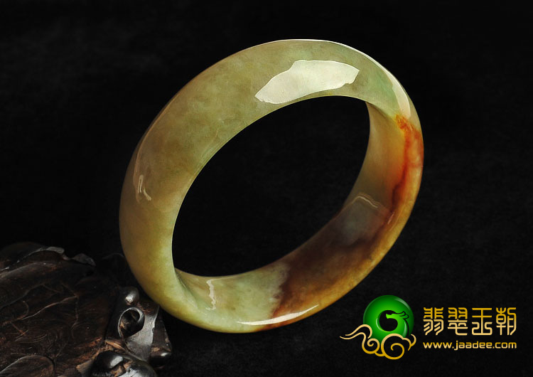 糯冰种褐红翡缅甸翡翠A货手镯（56.3mm）