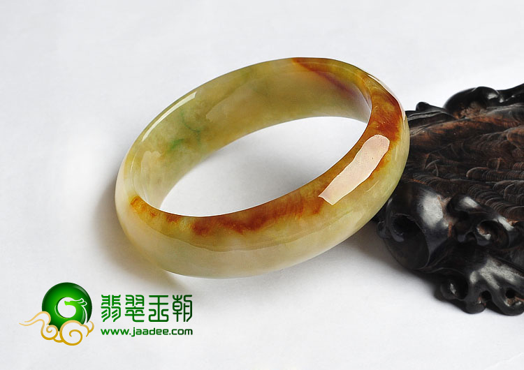糯冰种褐红翡缅甸翡翠A货手镯（56.2mm）