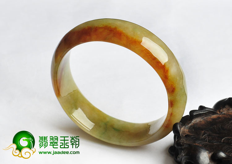 糯冰种褐红翡缅甸翡翠A货手镯（56.2mm）