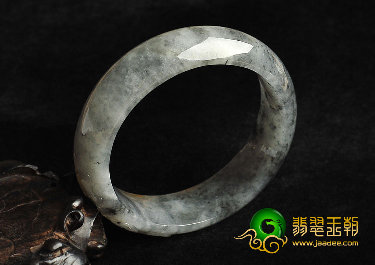 冰种（乌鸡种）水墨色飘红黄翡缅甸翡翠A货雕花手镯（56mm）