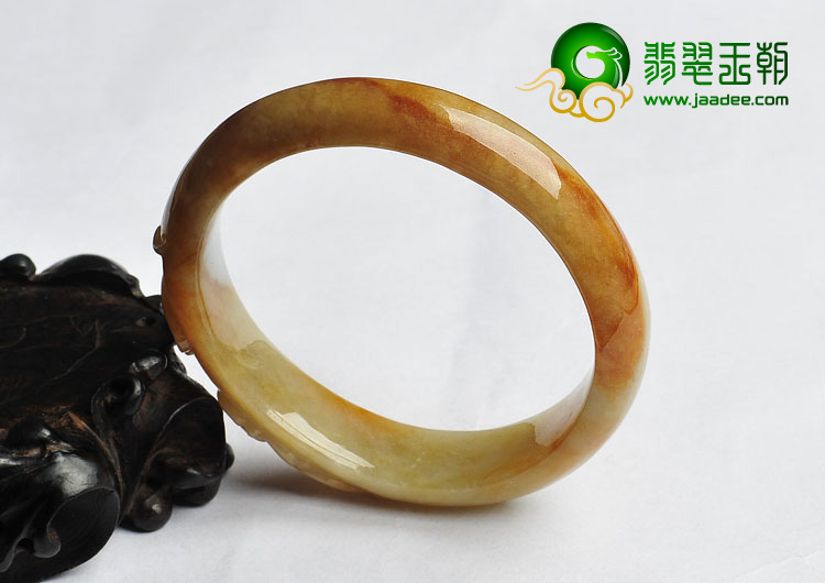糯冰种褐红翡缅甸翡翠A货雕花贵妃镯（55mm-49.7mm）