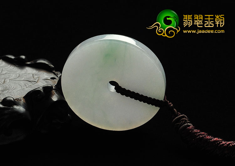 糯冰种飘花缅甸翡翠A货平安扣挂件