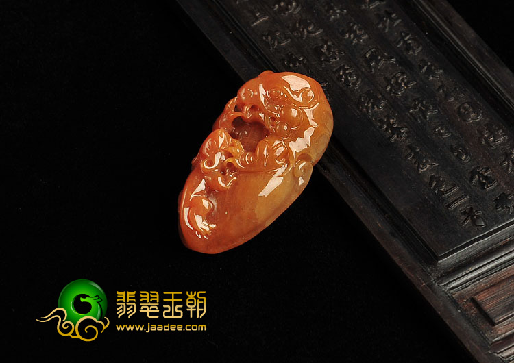糯冰种红黄翡缅甸翡翠A货望子成龙挂件