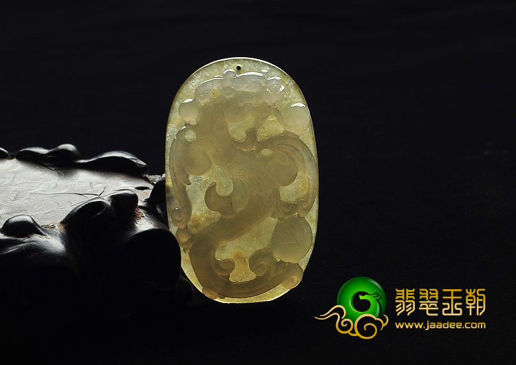 冰种黄翡缅甸翡翠A货飞龙挂件