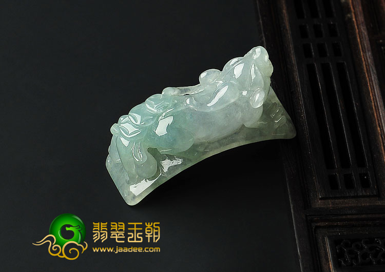 冰种晴水缅甸翡翠A货貔貅手环片/挂件