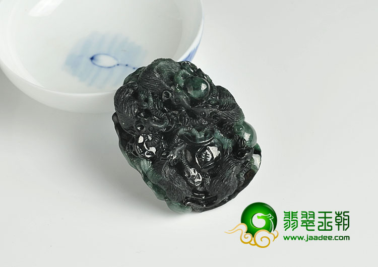 糯冰种蓝水缅甸翡翠A货玉鼠运财挂件