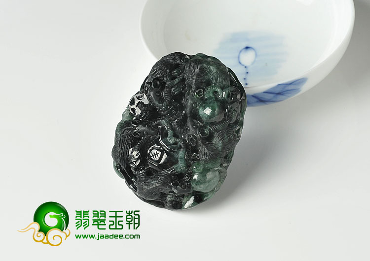 糯冰种蓝水缅甸翡翠A货玉鼠运财挂件