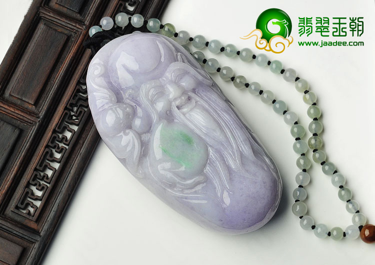 糯冰种春带彩缅甸翡翠A货寿星手玩件