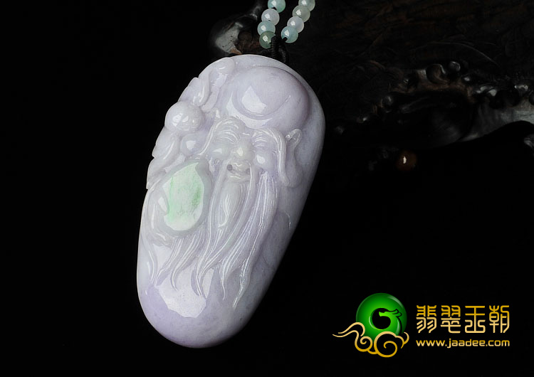 糯冰种春带彩缅甸翡翠A货寿星手玩件