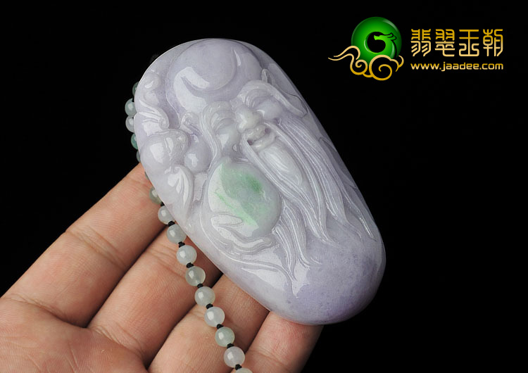 糯冰种春带彩缅甸翡翠A货寿星手玩件