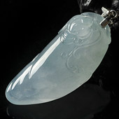 冰种晴水缅甸翡翠A货福瓜挂件