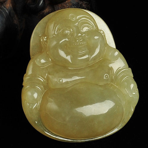 冰种黄翡缅甸翡翠A货玉佛挂件