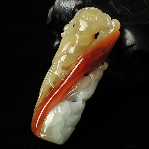 糯冰种三彩缅甸翡翠A货双宿双飞挂件