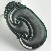 冰种墨翠缅甸翡翠A货如意挂件