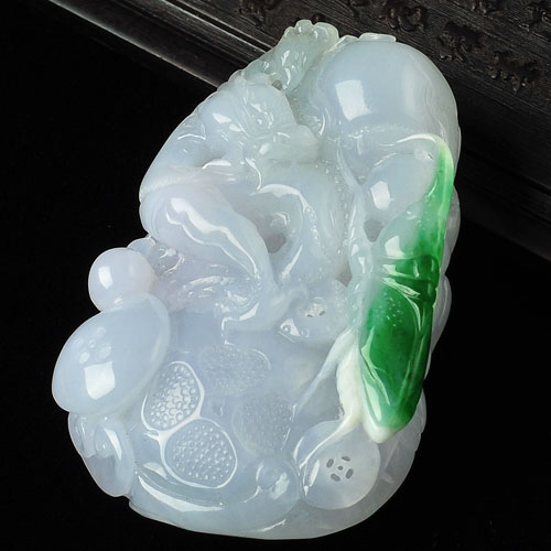 糯冰种飘翠缅甸翡翠A货富甲一方挂件