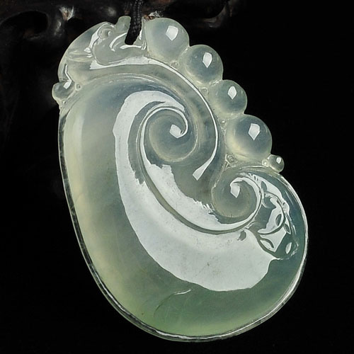 冰种晴水缅甸翡翠A货如意寿挂件