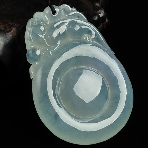 冰种晴水缅甸翡翠A货福在眼前挂件