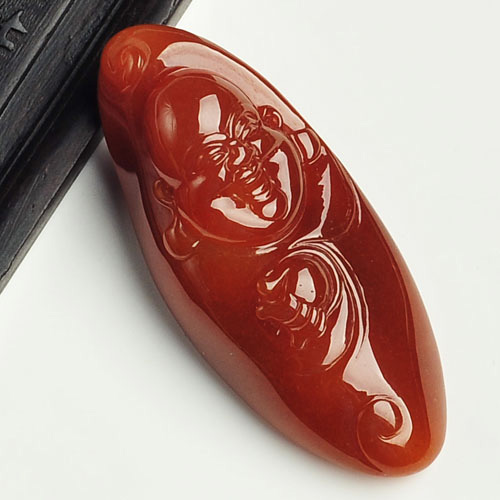 糯冰种红翡缅甸翡翠A货玉佛挂件