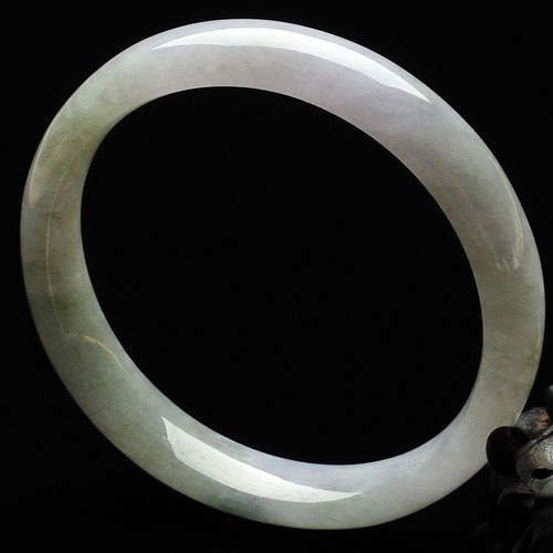 糯冰种淡春略飘花缅甸翡翠A货手镯（58.8mm）