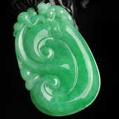 糯冰种阳绿缅甸翡翠A货如意寿挂件