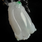 糯冰种白底青缅甸翡翠A货玉兰花挂件
