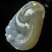 冰种三彩缅甸翡翠A货如意寿挂件