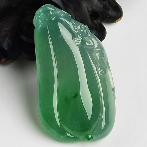 冰种绿晴水缅甸翡翠A货福瓜挂件