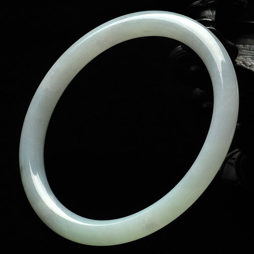 糯冰种晴水缅甸翡翠A货圆条手镯（58.9mm）