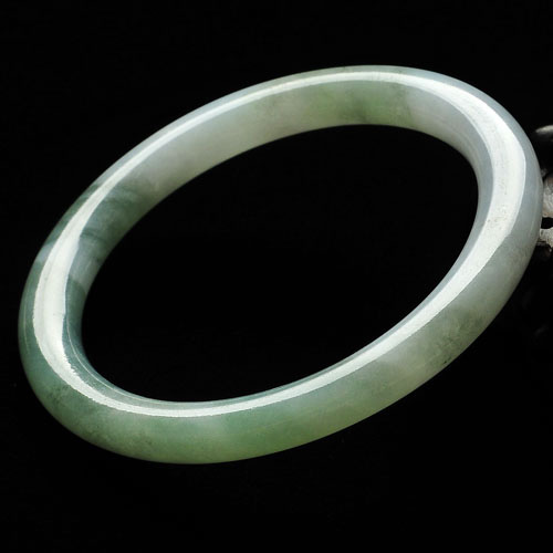 糯冰种晴水缅甸翡翠A货圆条手镯（54.2mm）