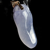 冰种紫罗兰缅甸翡翠A货镶玫瑰金扣福瓜胸坠（真钻）