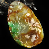 糯冰种三彩缅甸翡翠A货年年进财挂件