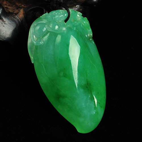 冰种阳绿缅甸翡翠A货福瓜挂件