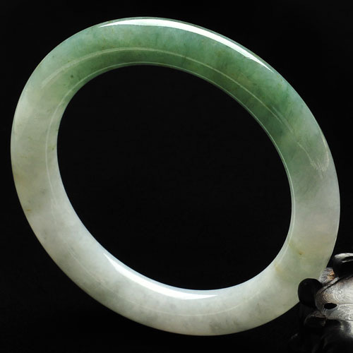 糯冰种晴水缅甸翡翠A货圆条手镯（59.2mm）