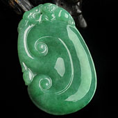 糯冰种阳绿缅甸翡翠A货如意挂件