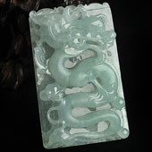 冰种晴水缅甸翡翠A货龙牌挂件
