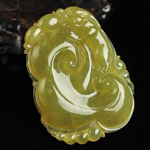 冰种褐黄翡缅甸翡翠A货如意挂件