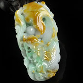 糯冰种多彩缅甸翡翠A货龙头鱼手玩件