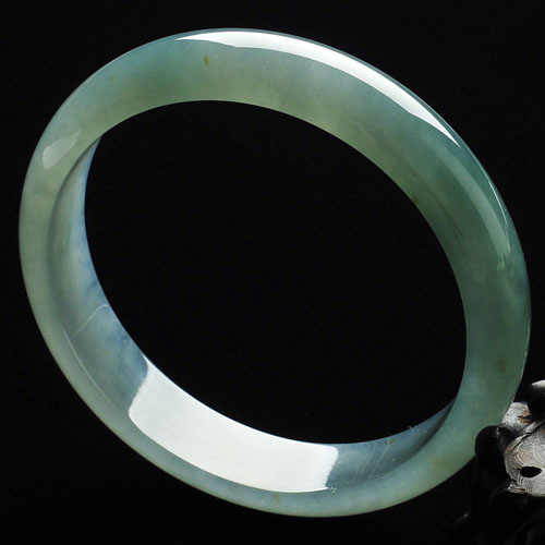 冰种晴水略飘黄翡缅甸翡翠A货手镯（59.7mm）
