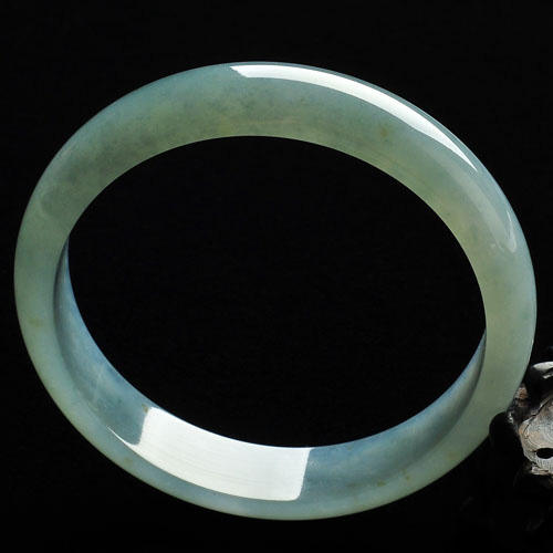 冰种晴水略飘黄翡缅甸翡翠A货手镯（59.8mm）