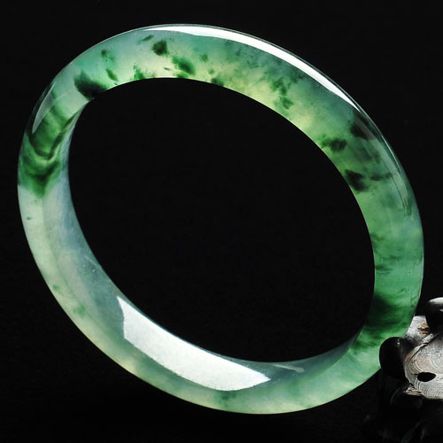 冰玻种飘花缅甸翡翠A货手镯（55.6mm）