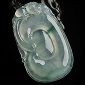 冰种略飘翠缅甸翡翠A货欢喜如意挂件