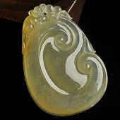 冰种黄翡缅甸翡翠A货如意挂件