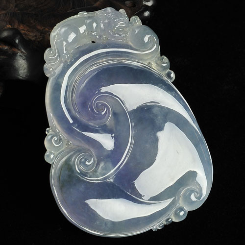 冰种紫罗兰缅甸翡翠A货如意挂件