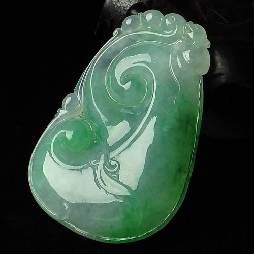 糯冰种飘翠缅甸翡翠A货如意挂件