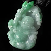 糯冰种翠色缅甸翡翠A货玉佛挂件