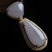 糯冰种紫罗兰缅甸翡翠A货镶玫瑰金胸坠（真钻）