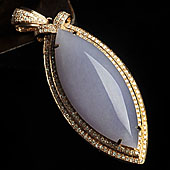 糯冰种紫罗兰缅甸翡翠A货镶玫瑰金胸坠（真钻）