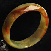 糯冰种褐红翡缅甸翡翠A货手镯（56.2mm）