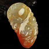 冰种红黄翡缅甸翡翠A货龙行如意挂件