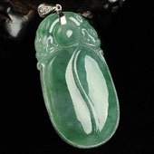 冰种飘花缅甸翡翠A货双龙如意挂件